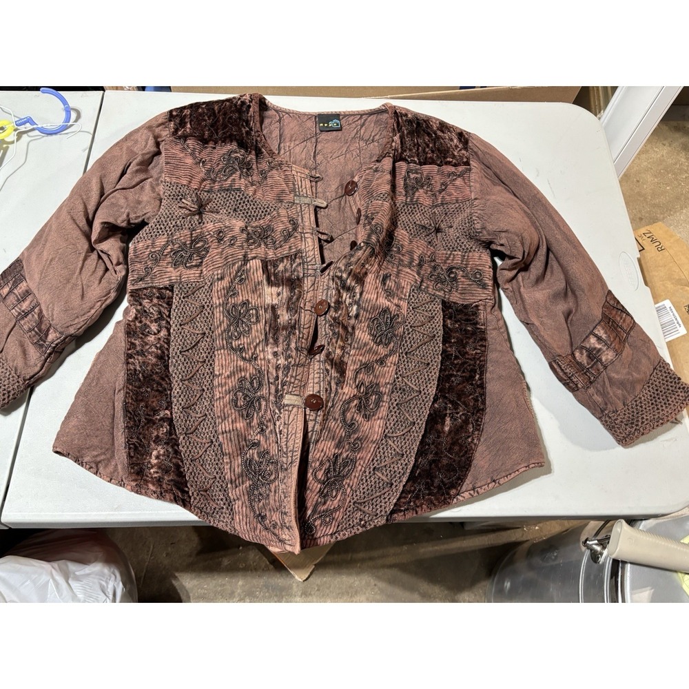 Hamsa Brown Women's Jacket Cottagecore‎ L Boho